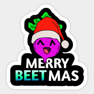 Merry Beetmas - Kawaii Beets - Cute Veggies - Graphic Vector Clipart Sticker